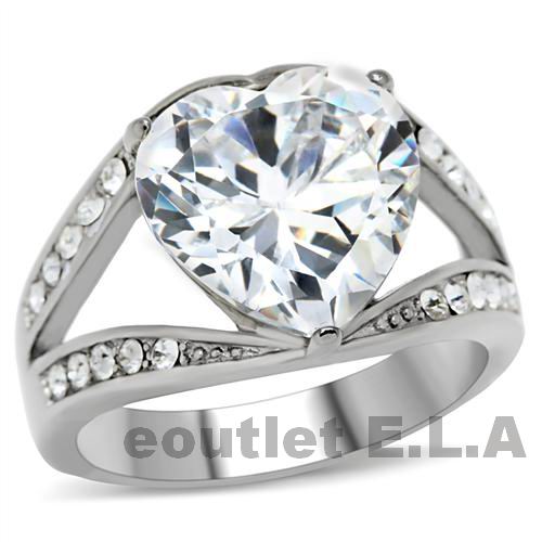 9.6CT CZ HEART STAINLESS STEEL RING-size6/9/10